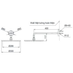 Bát sen tắm gắn tường TOTO TBW07003A (tròn, 300 mm)