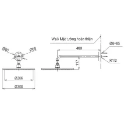 Bát sen tắm gắn tường TOTO TBW07003A (tròn, 300 mm)