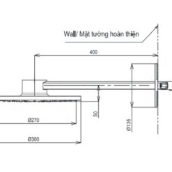 Bát sen tắm gắn tường TOTO TBW07004A (2 chế độ, 300mm)