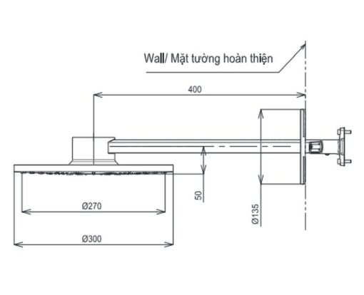 Bát sen tắm gắn tường TOTO TBW07004A (2 chế độ, 300mm)