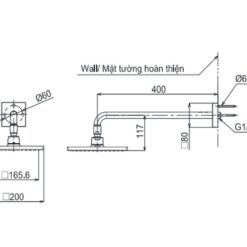 Bát sen tắm gắn tường TOTO TBW08001A (vuông, 200 mm)