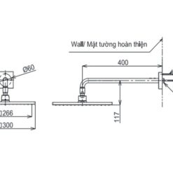 Bát sen tắm gắn tường TOTO TBW08003A (vuông, 300 mm)