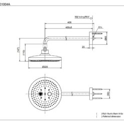 Bát sen tắm tắm gắn tường TOTO TBW01004A (2 chế độ, tròn)
