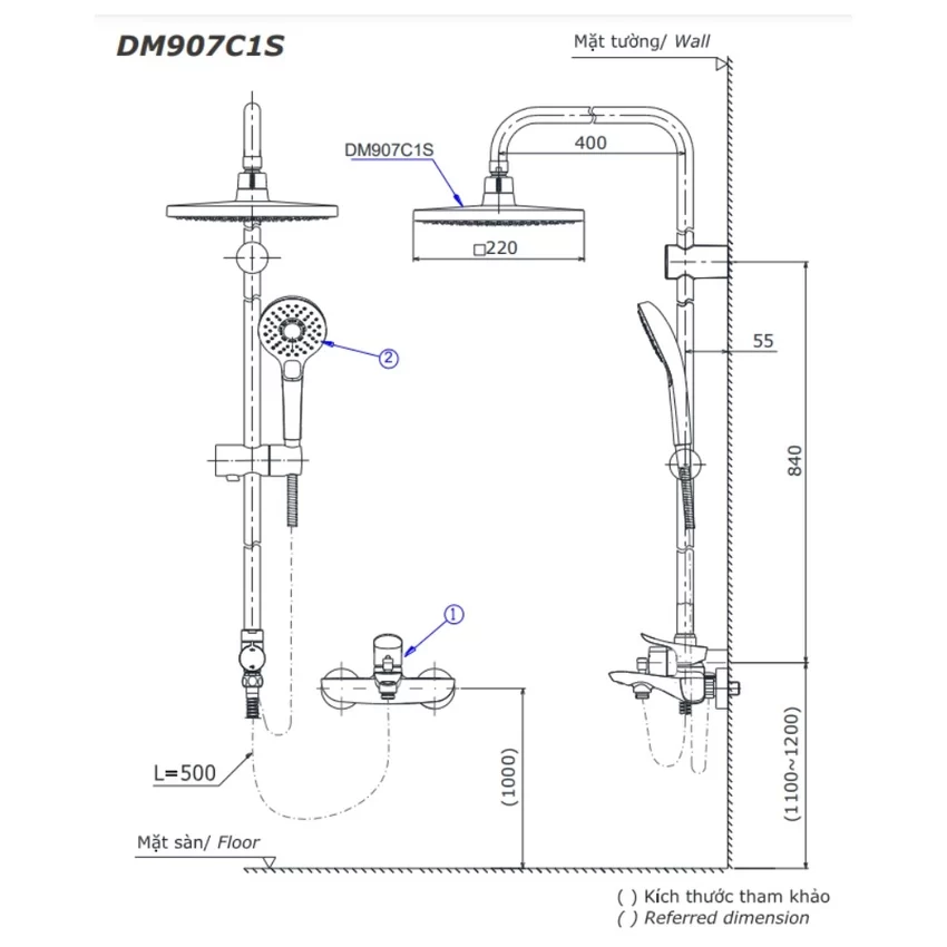 Bộ sen cây nóng lạnh TOTO DM907C1S/TBG04302VA/TBW02005A Bộ sen cây nóng lạnh TOTO DM907C1S TBG04302VA TBW02005A 3