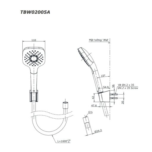 Bộ sen cây nóng lạnh TOTO DM907C1S TBG04302VA TBW02005A
