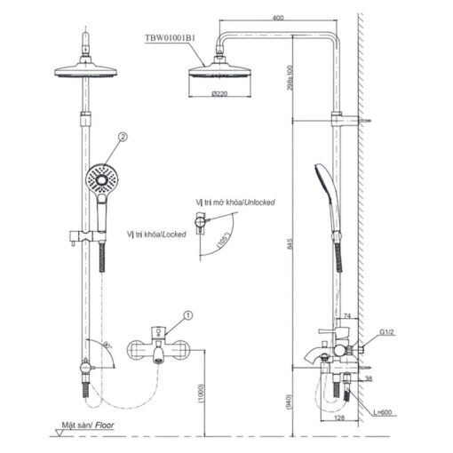 Bộ sen cây nóng lạnh TOTO TBW01001BA TBS02302V TBW01010A