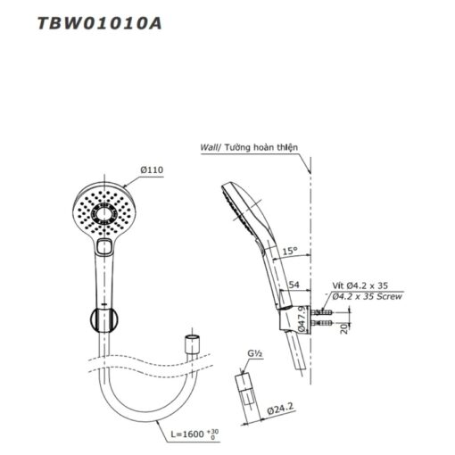 Bộ sen cây nóng lạnh TOTO TBW01001BA TBS02302V TBW01010A