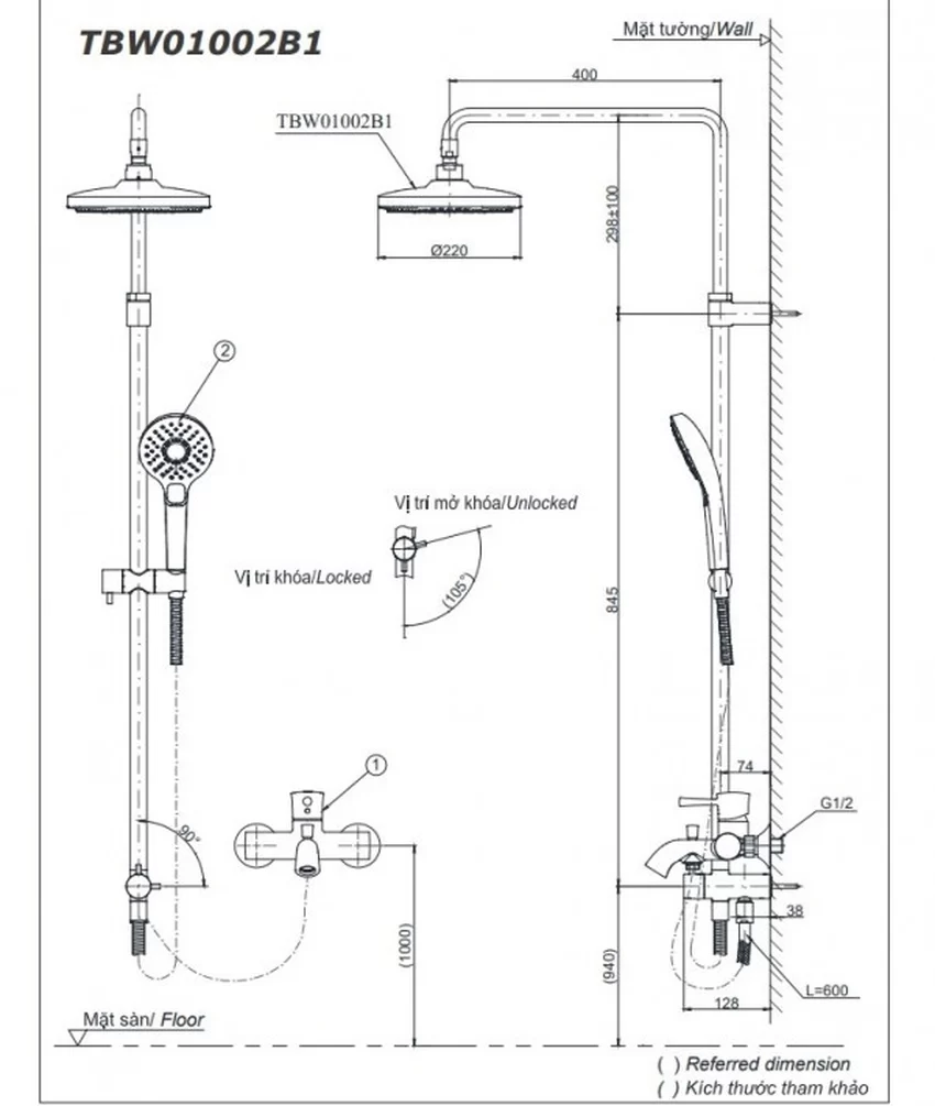 Bộ sen cây nóng lạnh TOTO TBW01002BA TBG03302VA TBW01010A 4 Bộ sen cây nóng lạnh TOTO TBW01002BA TBG03302VA TBW01010A