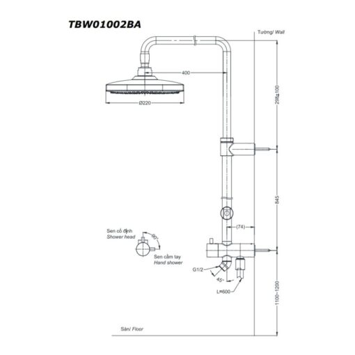 Bộ sen cây nóng lạnh TOTO TBW01002BA TBG03302VA TBW01010V