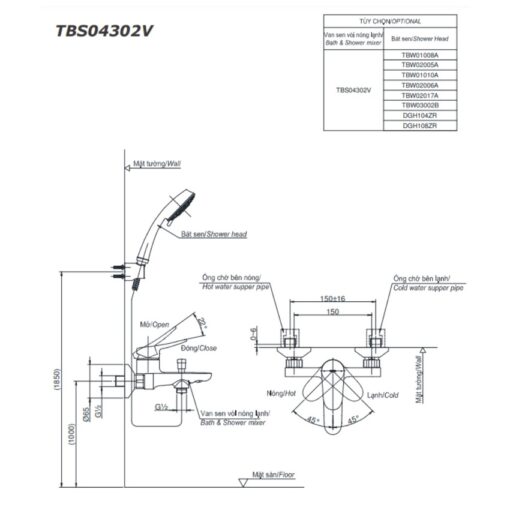 Bộ sen cây nóng lạnh TOTO TBW13020V TBS04302V TBW09010V