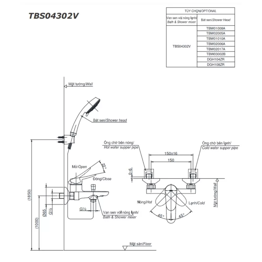 Bộ sen cây nóng lạnh TOTO TBW13020V TBS04302V TBW09010V 8 Bộ sen cây nóng lạnh TOTO TBW13020V TBS04302V TBW09010V