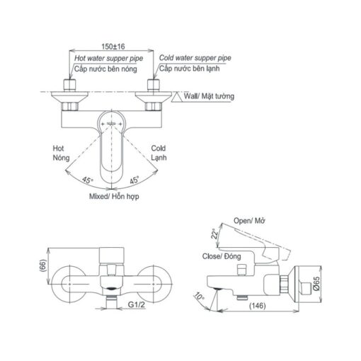 Bộ sen cây nóng lạnh TOTO TBW13020V TBS06302V TBW09010V