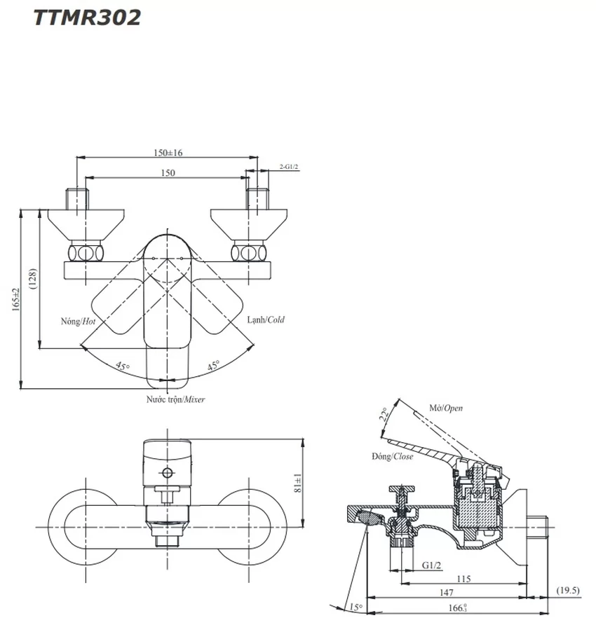 Bộ sen cây nóng lạnh TOTO TBW13040V TTMR302V TBW09010V 8 Bộ sen cây nóng lạnh TOTO TBW13040V TTMR302V TBW09010V