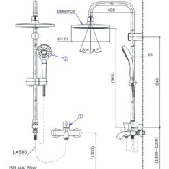 Bộ sen cây tắm nóng lạnh TOTO DM907CS TBS02302V DGH104ZR