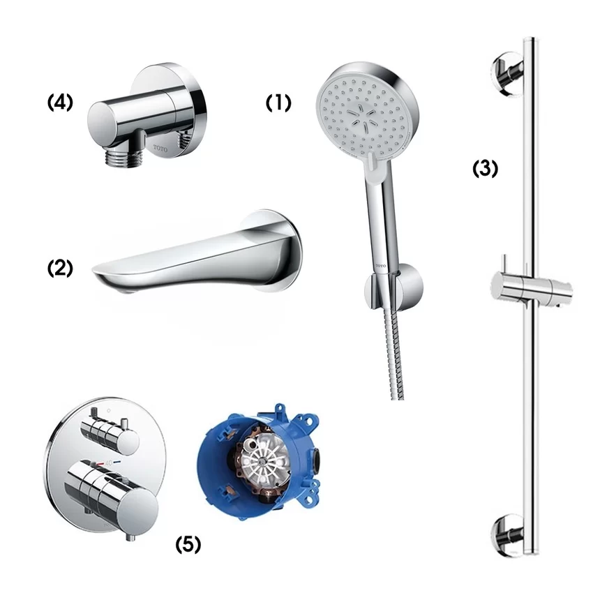 Bộ sen tắm âm tường 2 đường nước nhiệt độ TOTO TBW07009A TBG01001B 4 Bộ sen tắm âm tường TOTO TBW07009A TBG01001B