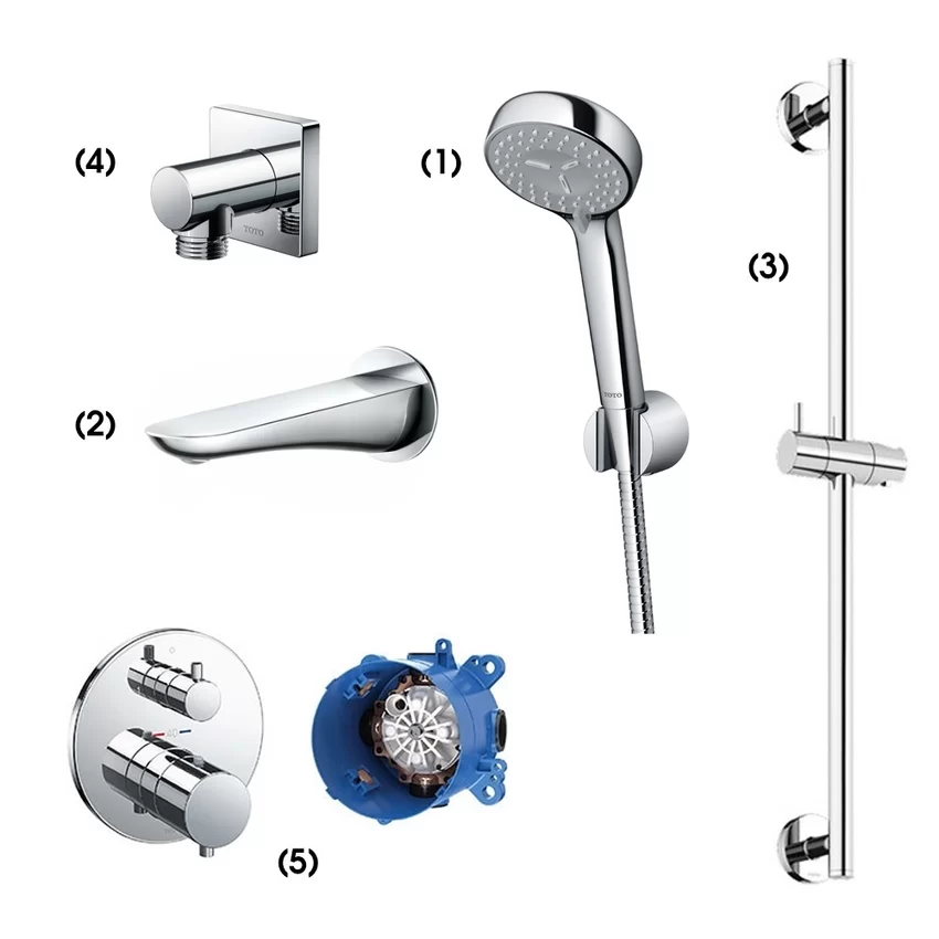 TBW07012A/TBG01001B/TBW01016B/TBW02013B/TBV01408B/TBN01001B Bộ sen tắm âm tường 2 đường nước nhiệt độ TOTO TBW07012A TBG01001B