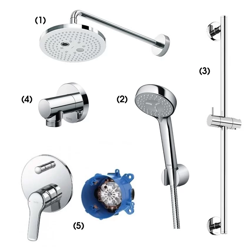 Bộ sen tắm âm tường 2 đường nước nóng lạnh TOTO TBW01004A TBW07012A 4 Bộ sen tắm âm tường 2 đường nước nóng lạnh TOTO TBW01004A TBW07012A