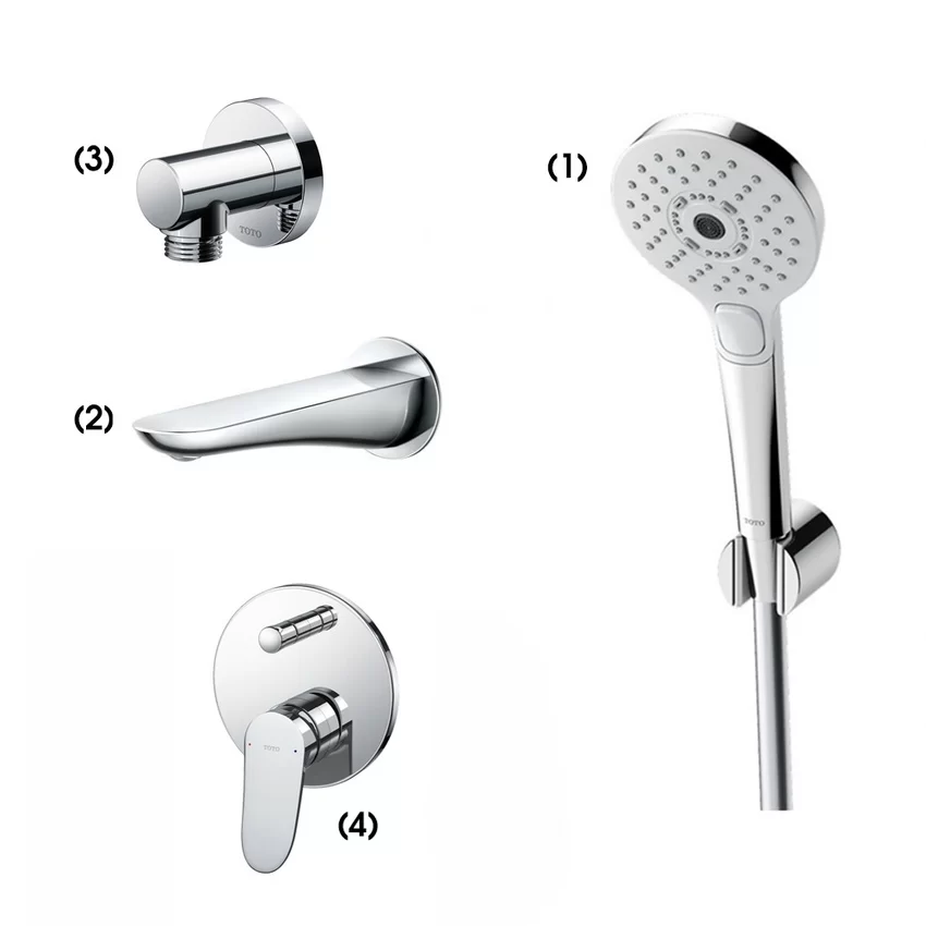 Bộ sen tắm âm tường TOTO TBW01010A Bộ sen tắm âm tường 2 đường nước nóng lạnh TOTO TBW01010A