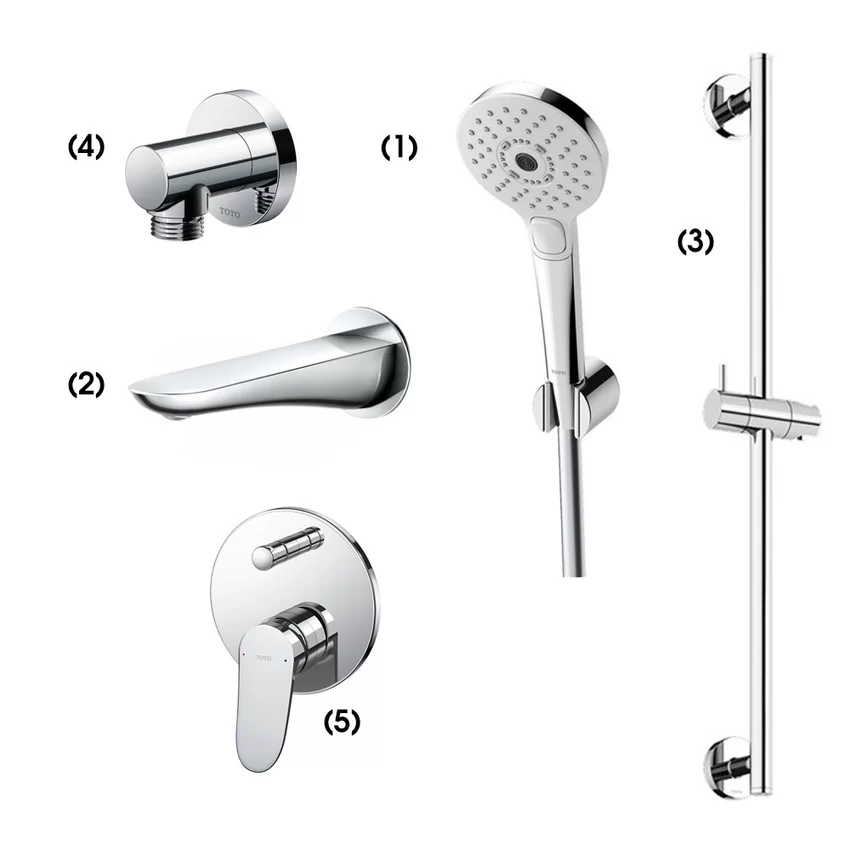 Bộ sen tắm âm tường 2 đường nước nóng lạnh TOTO TBW01010A TBG01001B 4 Bộ sen tắm âm tường TOTO TBW01010A TBG01001B