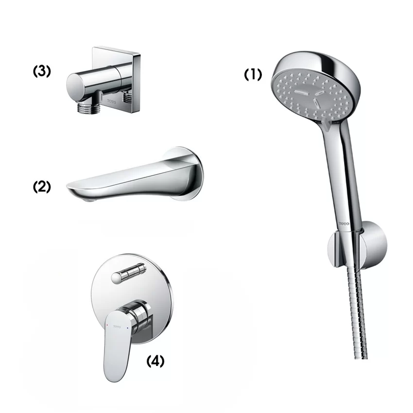 Bộ sen tắm âm tường 2 đường nước nóng lạnh TOTO TBW07012A Bộ sen tắm âm tường TOTO TBW07012A