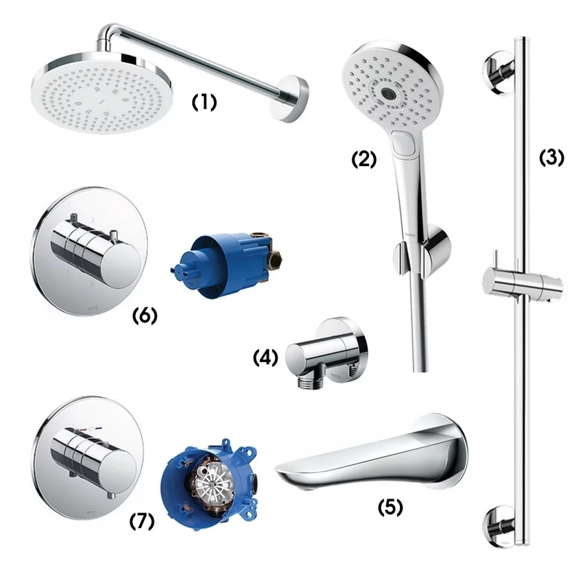 Bộ sen tắm âm tường 3 đường nước nhiệt độ TOTO TBW01003A Bộ sen tắm âm tường 3 đường nước nhiệt độ TOTO TBW01003A
