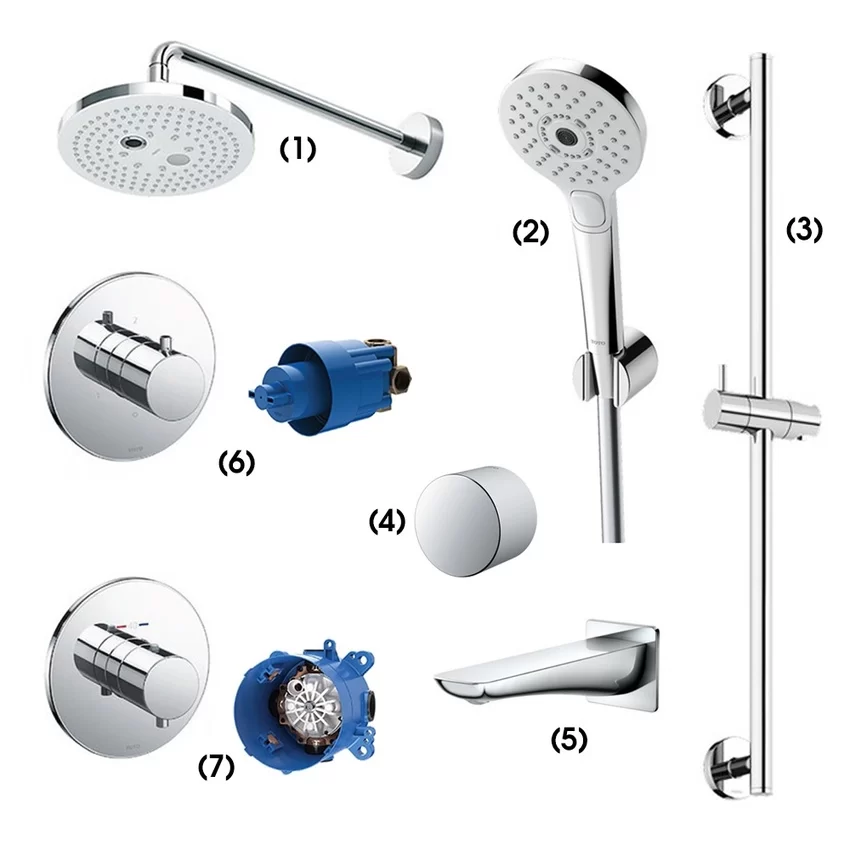 Bộ sen tắm âm tường TOTO TBW01004A Bộ sen tắm âm tường TOTO TBW01004A