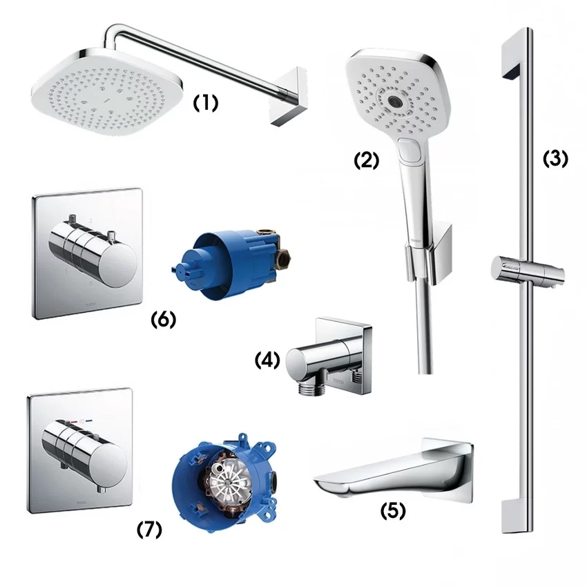 Bộ Sen Tắm Âm Tường 3 Đường Nước Nhiệt Độ TOTO TBW02003A Bộ Sen Tắm Âm Tường 3 Đường Nước Nhiệt Độ TOTO TBW02003A