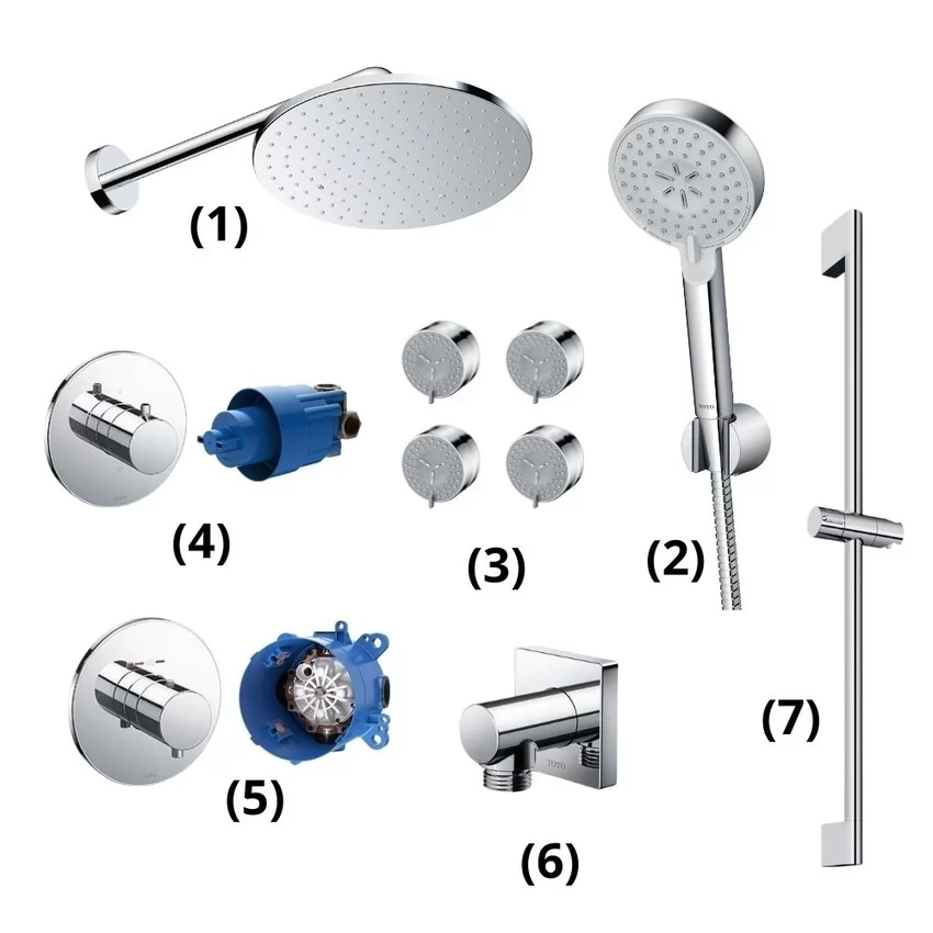 Bộ sen tắm âm tường 3 đường nước nhiệt độ TOTO TBW07003A Bộ sen tắm âm tường 3 đường nước nhiệt độ TOTO TBW07003A