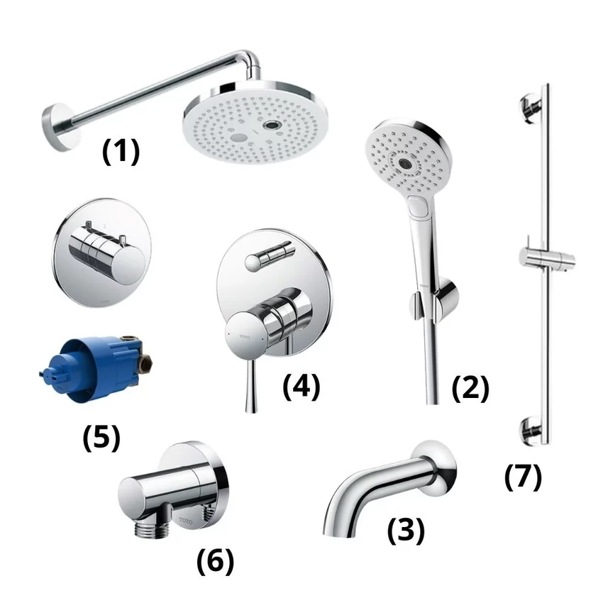 Bộ sen tắm âm tường 3 đường nước nóng lạnh TOTO GLOBAL FITTINGS TBW01004A Bộ sen tắm âm tường 3 đường nước nóng lạnh TOTO GLOBAL FITTINGS TBW01004A