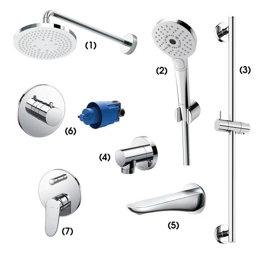 Bộ sen tắm âm tường 3 đường nước nóng lạnh TOTO TBW01003A Bộ sen tắm âm tường 3 đường nước nóng lạnh TOTO TBW01003A