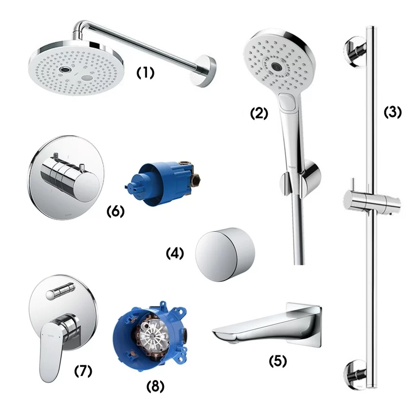 Bộ sen tắm âm tường 3 đường nước nóng lạnh TOTO TBW01004A - SKU: TBW01004A/TBW01010A/TBW01016B/TBW07020A/TBG02001B/TBV01103B/TBN01102B/TBS04304B/TBN01001B Bộ sen tắm âm tường 3 đường nước nóng lạnh TOTO TBW01004A