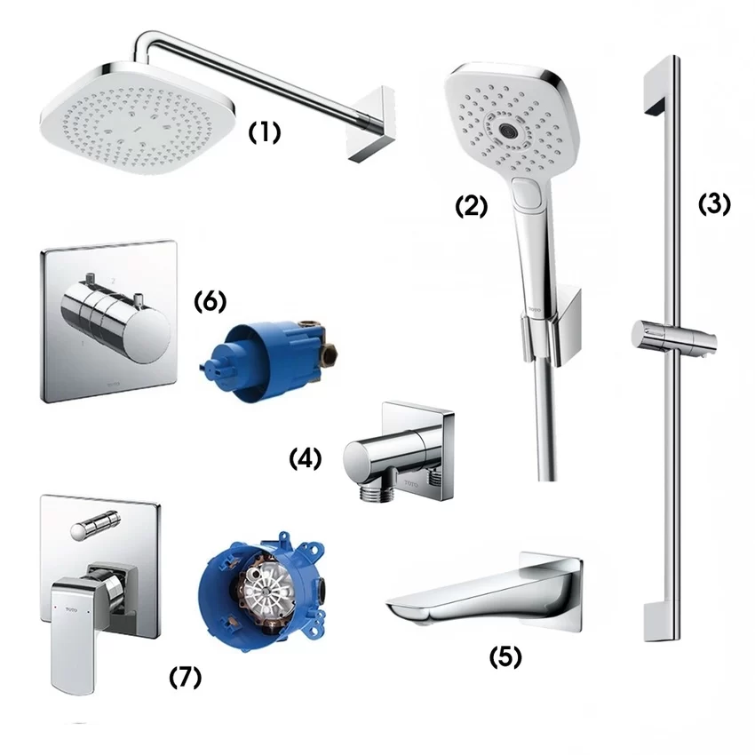 Bộ sen tắm âm tường 3 đường nước nóng lạnh TOTO TBW02003A Bộ sen tắm âm tường TOTO TBW02003A