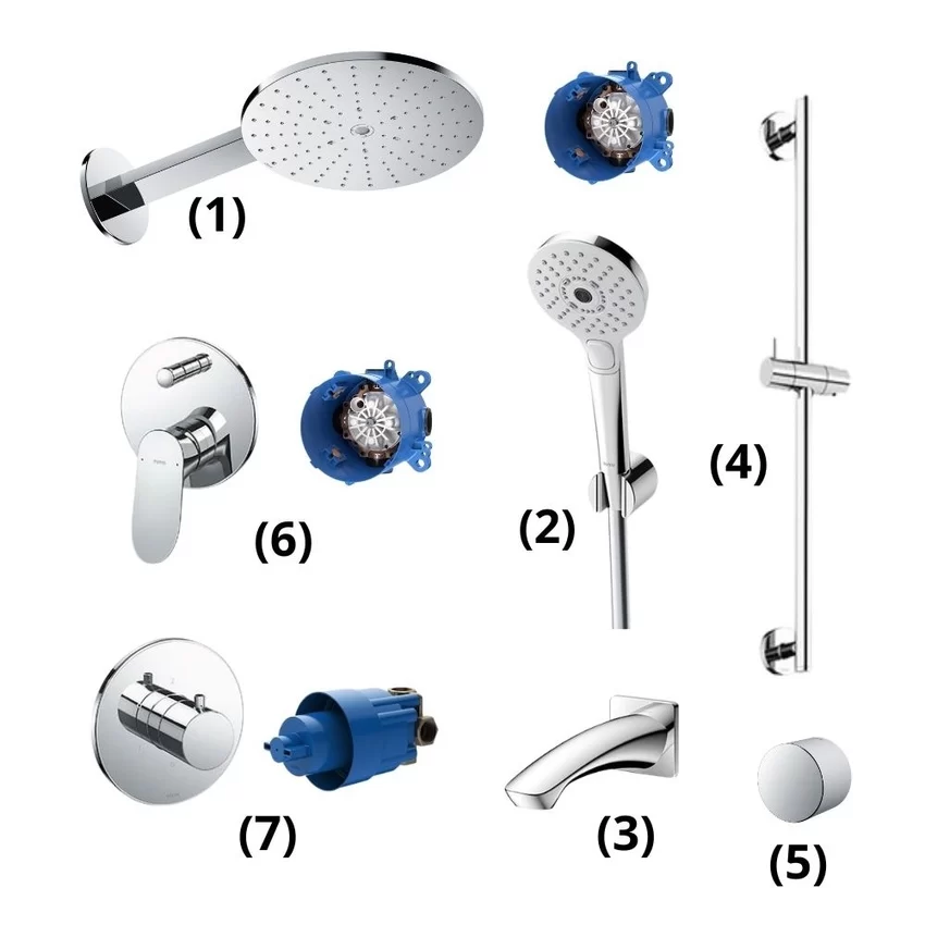 Bộ sen tắm âm tường 3 đường nước nóng lạnh TOTO TBW07004A Bộ sen tắm âm tường 3 đường nước nóng lạnh TOTO TBW07004A