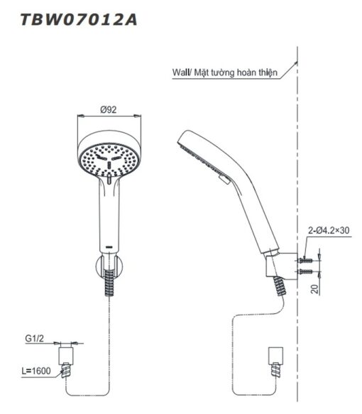 Bộ sen tắm nhiệt độ dòng GG Series TOTO TBV03427V TBW07012A (2 chế độ)