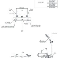 Bộ sen tắm nhiệt độ dòng GG Series TOTO TBV03427V TBW07012A (2 chế độ)