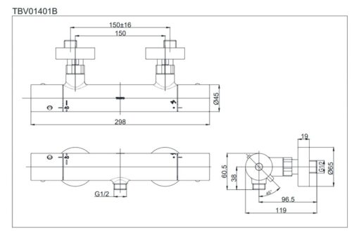 Bộ sen tắm nhiệt độ TOTO TBV01401BA TBW02006V (3 chế độ)
