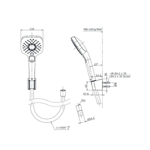 Bộ sen tắm nhiệt độ TOTO TBV01401BA TBW02006V (3 chế độ)