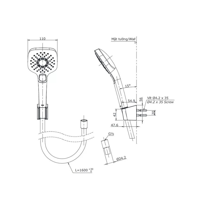 Bộ sen tắm nhiệt độ TOTO TBV01401BA TBW02006V (3 chế độ) 7 Bộ sen tắm nhiệt độ TOTO TBV01401BA TBW02006V (3 chế độ)