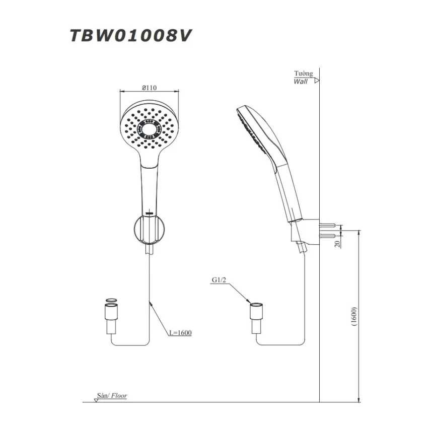 Bộ sen tắm nhiệt độ TOTO TBV01402BA TBW01008V 7 Bộ sen tắm nhiệt độ TOTO TBV01402BA TBW01008V