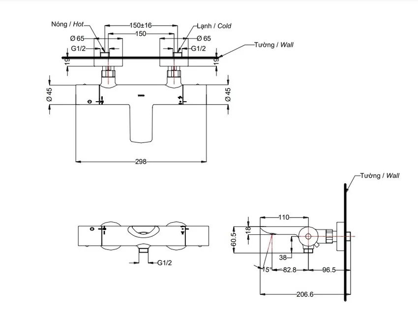 Bộ sen tắm nhiệt độ TOTO TBV01402BA TBW01010V (3 chế độ) 6 Bộ sen tắm nhiệt độ TOTO TBV01402BA TBW01010V (3 chế độ)
