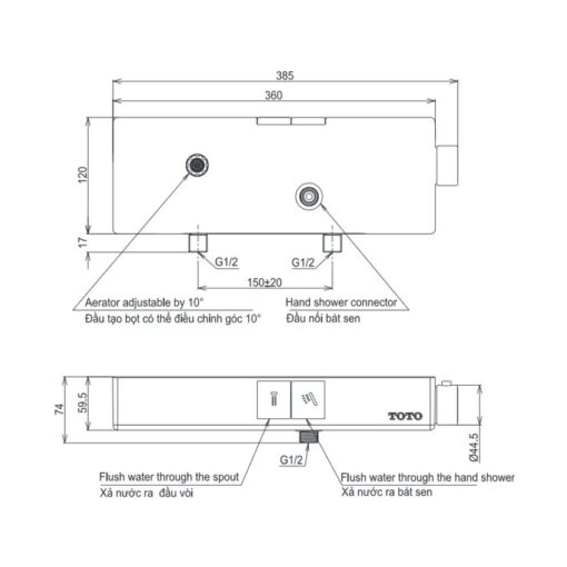 Bộ sen tắm nhiệt độ TOTO TBV10400V TBW02017A