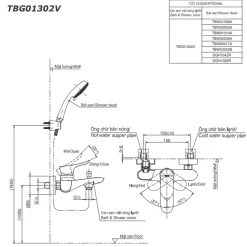Bộ sen tắm nóng lạnh TOTO TBG01302VA TBW01008A
