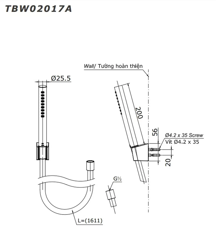 Bộ sen tắm nóng lạnh TOTO TBG01302VA TBW02017A 11 Bộ sen tắm nóng lạnh TOTO TBG01302VA TBW02017A
