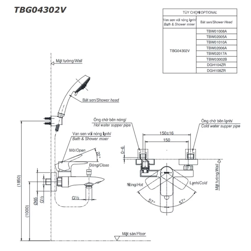 Bộ sen tắm nóng lạnh TOTO TBG04302VA DGH108ZR (5 chế độ) 5 Bộ sen tắm nóng lạnh TOTO TBG04302VA DGH108ZR (5 chế độ)
