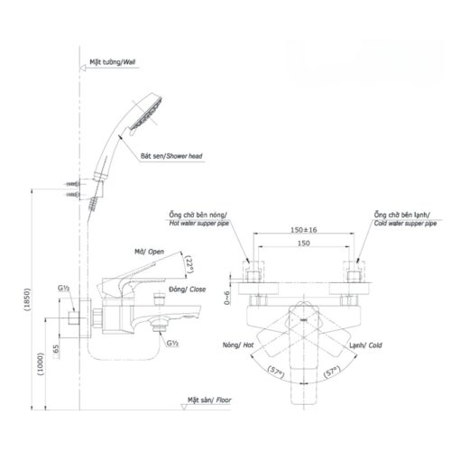 Bộ sen tắm nóng lạnh TOTO TBG07302VA DGH104ZR