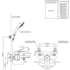 Bộ sen tắm nóng lạnh TOTO TBG07302VA TBW02017A
