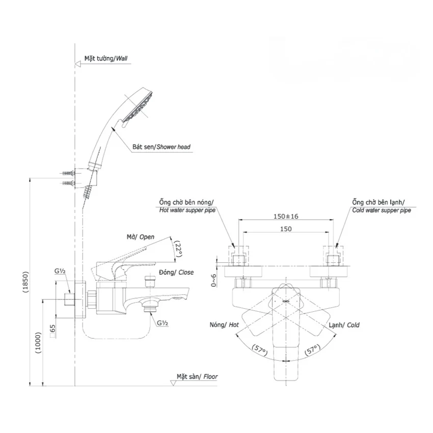 Bộ sen tắm nóng lạnh TOTO TBG07302VA TBW03002B (5 chế độ) 5 Bộ sen tắm nóng lạnh TOTO TBG07302VA TBW03002B (5 chế độ)