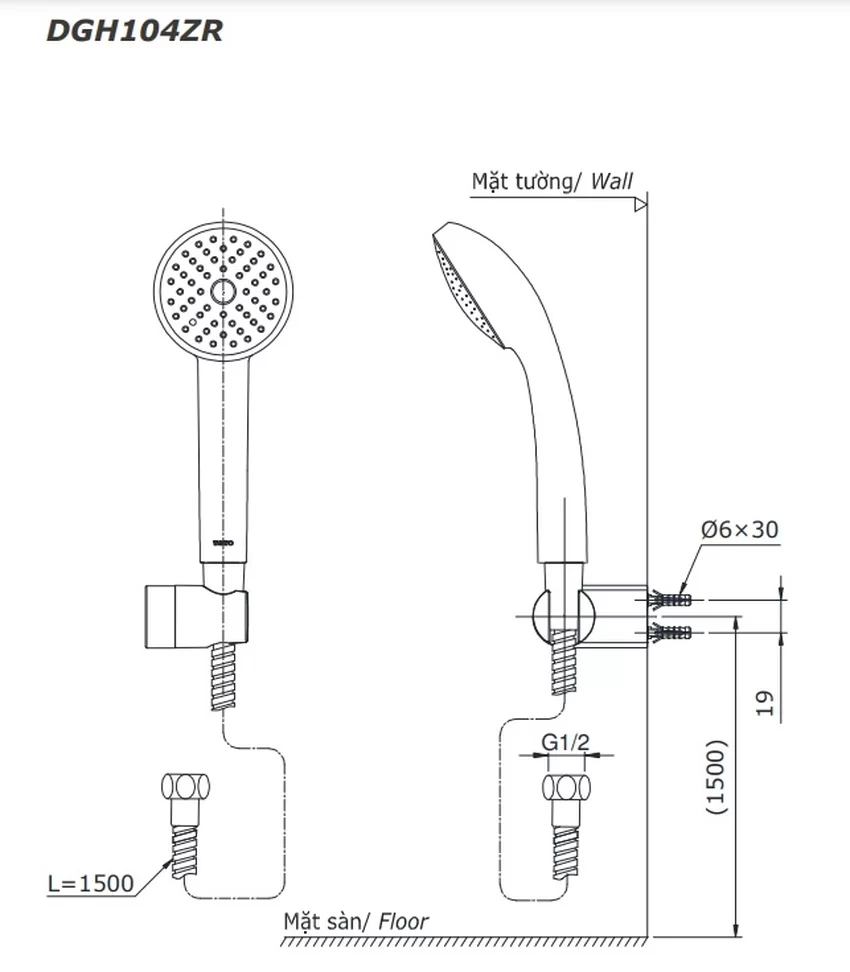 Bộ sen tắm nóng lạnh TOTO TBG09302VA DGH104ZR 7 Bộ sen tắm nóng lạnh TOTO TBG09302VA DGH104ZR
