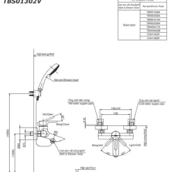 Bộ sen tắm nóng lạnh TOTO TBS01302V TBW01008A 15 Bộ sen tắm nóng lạnh TOTO TBS01302V TBW01008A