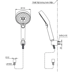Bộ sen tắm nóng lạnh TOTO TBS01302V TBW07009A (3 chế độ) 19 Bộ sen tắm nóng lạnh TOTO TBS01302V TBW07009A (3 chế độ)